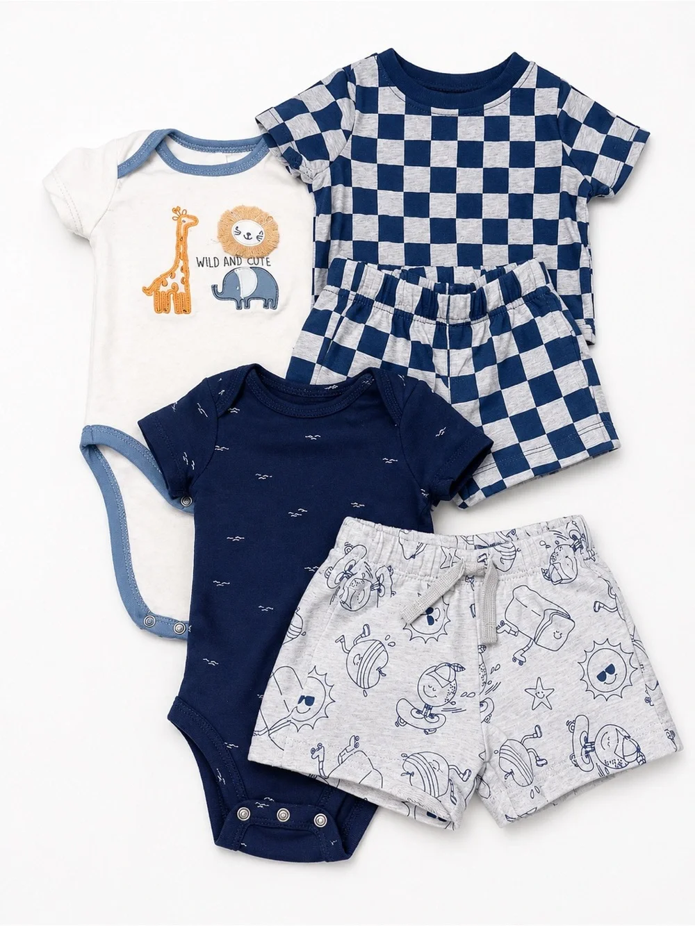 Carter's Navy, White & Light Gray Baby Matching Underwear Set